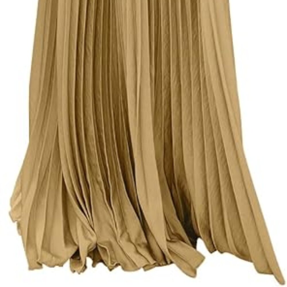 ebossy Women's High Waist Flowy Pleated Chiffon Maxi Skirt - Picture 2 of 4